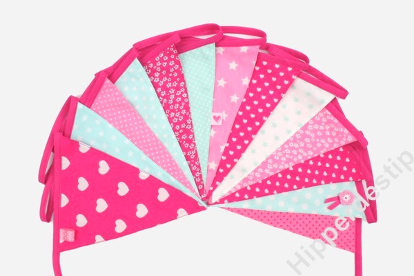 slinger van stof roze mint